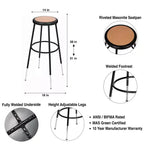 Hampden Furnishings Lot de 2 tabourets de bar noirs robustes réglables en hauteur de 81,3 cm à 99,1 cm, en acier : Cadre rond moderne, capacité de 136 kg