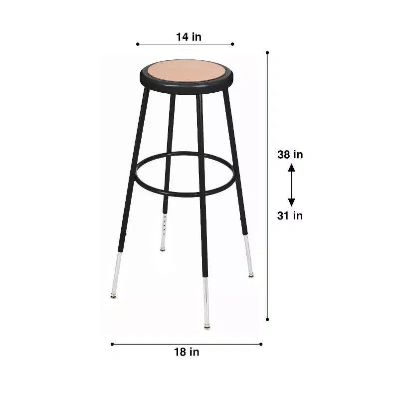 Hampden Furnishings Lot de 2 tabourets de bar noirs robustes réglables en hauteur de 81,3 cm à 99,1 cm, en acier : Cadre rond moderne, capacité de 136 kg