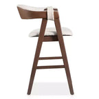 HOMES: Inside + Out Lot de 2 tabourets de bar Pearlcrest mi-siècle moderne en bouclette, hauteur comptoir, noyer