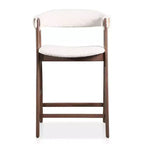 HOMES: Inside + Out Lot de 2 tabourets de bar Pearlcrest mi-siècle moderne en bouclette, hauteur comptoir, noyer