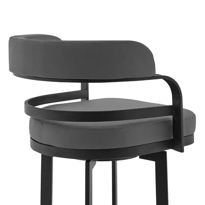 Tabouret de bar de 66 cm (26 po) Prinz, hauteur comptoir, en similicuir gris et métal noir – Armen Living