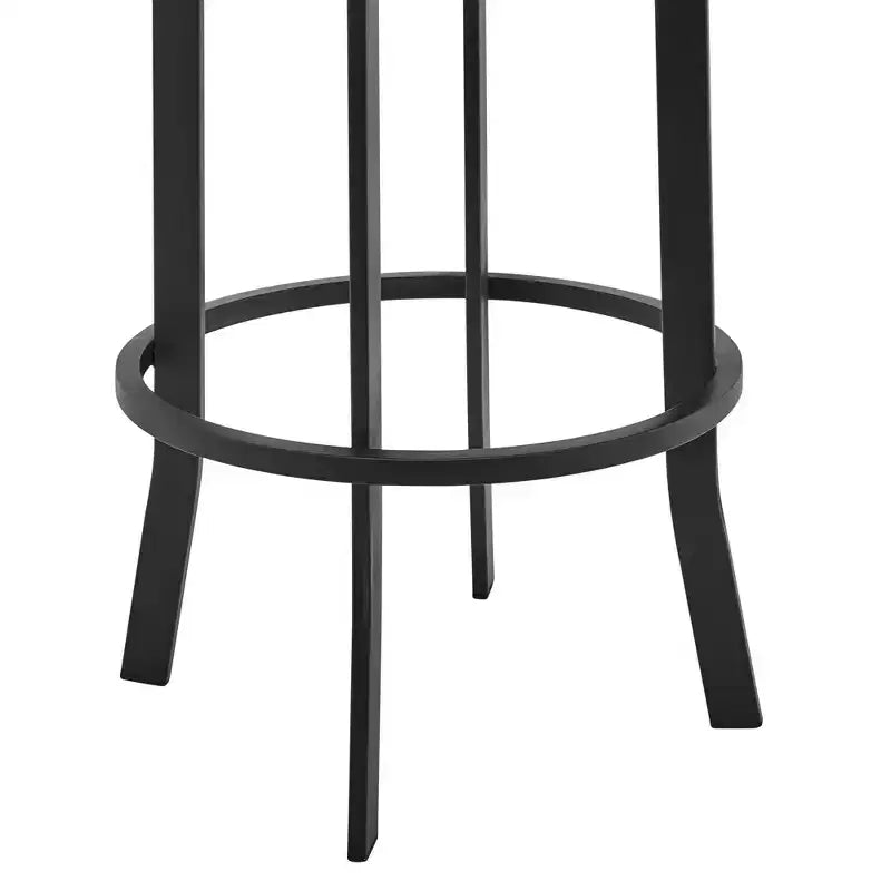Tabouret de bar de 66 cm (26 po) Prinz, hauteur comptoir, en similicuir gris et métal noir – Armen Living