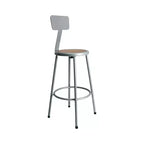 Hampden Furnishings 30" Felix Collection Steel Stool with Backrest Gray