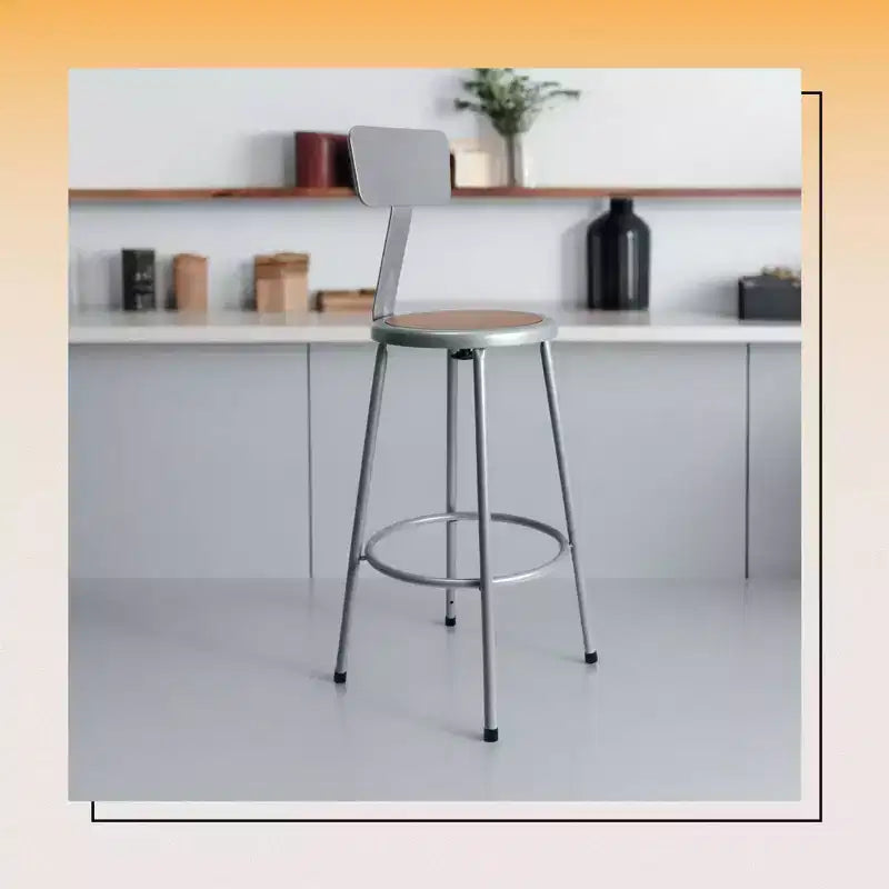 Tabouret de bar en acier avec dossier collection Felix 30" Hampden Furnishings, Gris