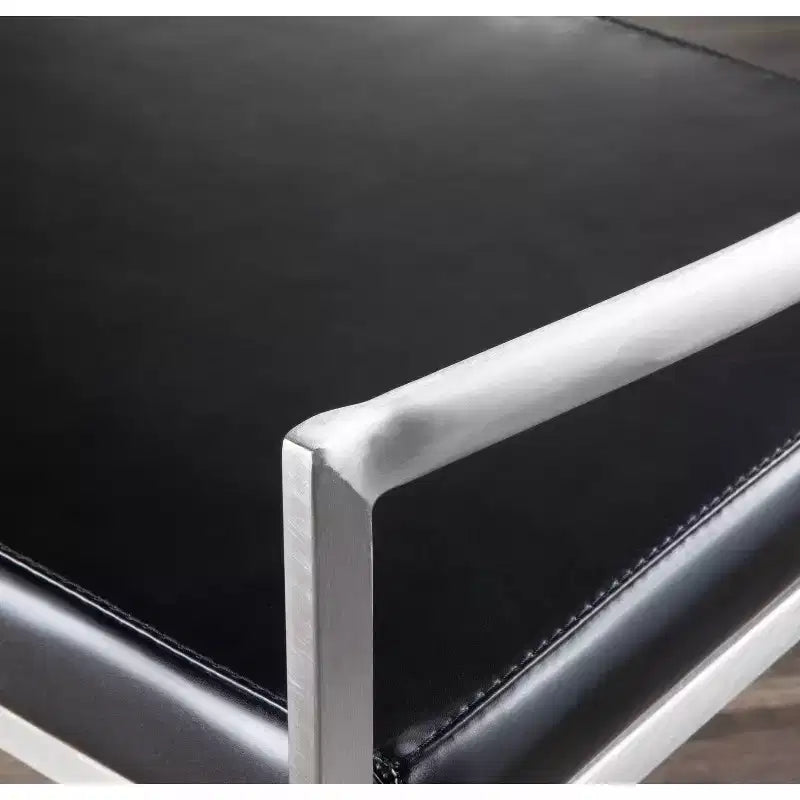 LumiSource Ensemble de 3 tabourets de bar à hauteur de comptoir Fuji en acier inoxydable/PU noir