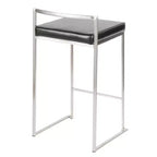 LumiSource Ensemble de 3 tabourets de bar à hauteur de comptoir Fuji en acier inoxydable/PU noir