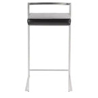 LumiSource Ensemble de 3 tabourets de bar à hauteur de comptoir Fuji en acier inoxydable/PU noir
