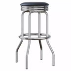 Lot de 2 tabourets de bar pivotants Summit en métal et similicuir noir – Winsome : Hauteur fixe, assise ronde, style rétro