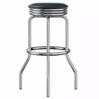 Lot de 2 tabourets de bar pivotants Summit en métal et similicuir noir – Winsome : Hauteur fixe, assise ronde, style rétro