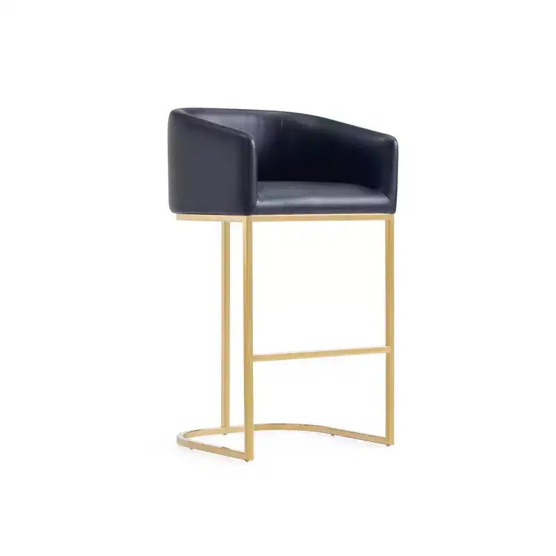 Manhattan Comfort Lot de 2 tabourets de bar Louvre Noir/Or Titane