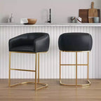 Manhattan Comfort Lot de 2 tabourets de bar Louvre Noir/Or Titane