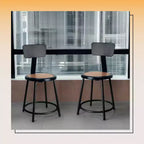 Tabouret en acier noir de 45,7 cm avec dossier de la collection Felix de Hampden Furnishings