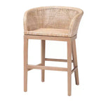 bali & pari Tabouret de bar hauteur comptoir en rotin et bois d'acajou, blanc antique délavé/marron clair : Garantie limitée de 30 jours, Nettoyage des taches