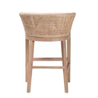bali & pari Tabouret de bar hauteur comptoir en rotin et bois d'acajou, blanc antique délavé/marron clair : Garantie limitée de 30 jours, Nettoyage des taches