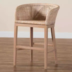 bali & pari Tabouret de bar hauteur comptoir en rotin et bois d'acajou, blanc antique délavé/marron clair : Garantie limitée de 30 jours, Nettoyage des taches