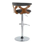 LumiSource – Lot de 2 tabourets de bar réglables Gardenia en métal chromé/bois de noyer/tissu anthracite