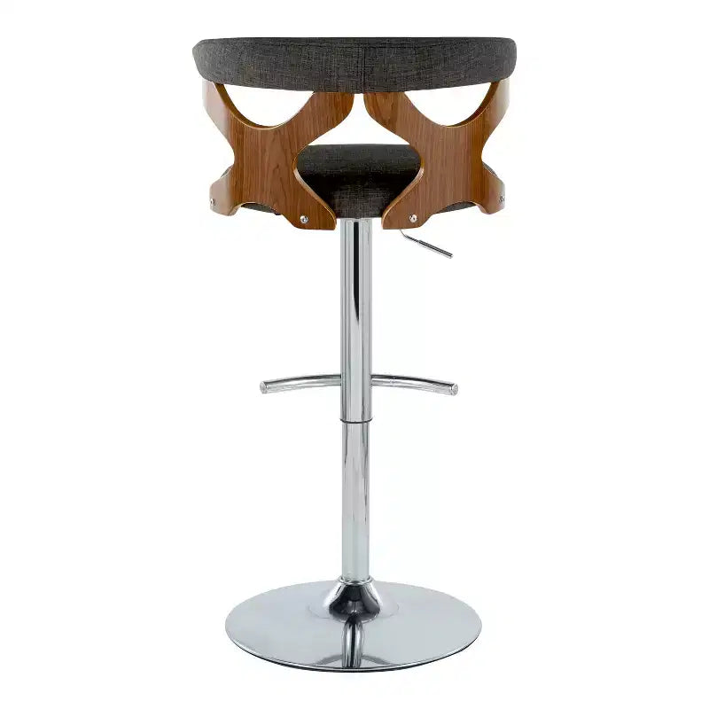 LumiSource – Lot de 2 tabourets de bar réglables Gardenia en métal chromé/bois de noyer/tissu anthracite