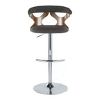LumiSource – Lot de 2 tabourets de bar réglables Gardenia en métal chromé/bois de noyer/tissu anthracite