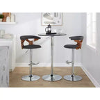 LumiSource – Lot de 2 tabourets de bar réglables Gardenia en métal chromé/bois de noyer/tissu anthracite