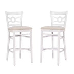 Set of 2 Teresa Ultra Suede Padded Seat Barstools White/Gray - Linon: Solid Beechwood, 31" High