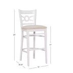 Lot de 2 tabourets de bar rembourrés en ultra suède Teresa Blanc/Gris - Linon : Hêtre massif, 78,7 cm de hauteur