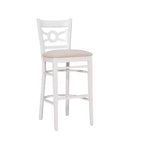 Lot de 2 tabourets de bar rembourrés en ultra suède Teresa Blanc/Gris - Linon : Hêtre massif, 78,7 cm de hauteur