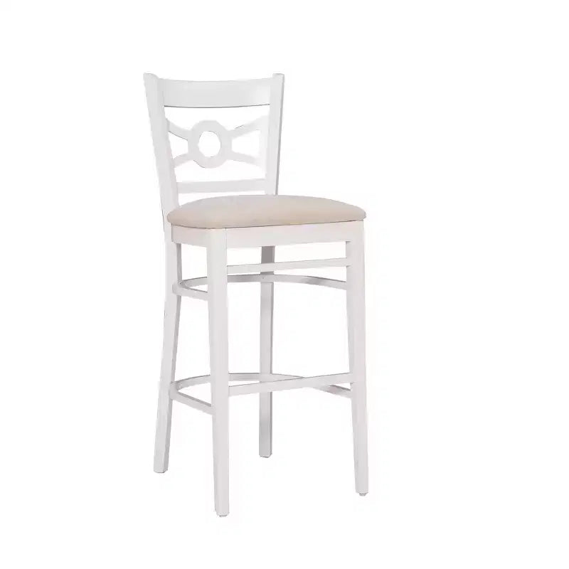 Lot de 2 tabourets de bar rembourrés en ultra suède Teresa Blanc/Gris - Linon : Hêtre massif, 78,7 cm de hauteur