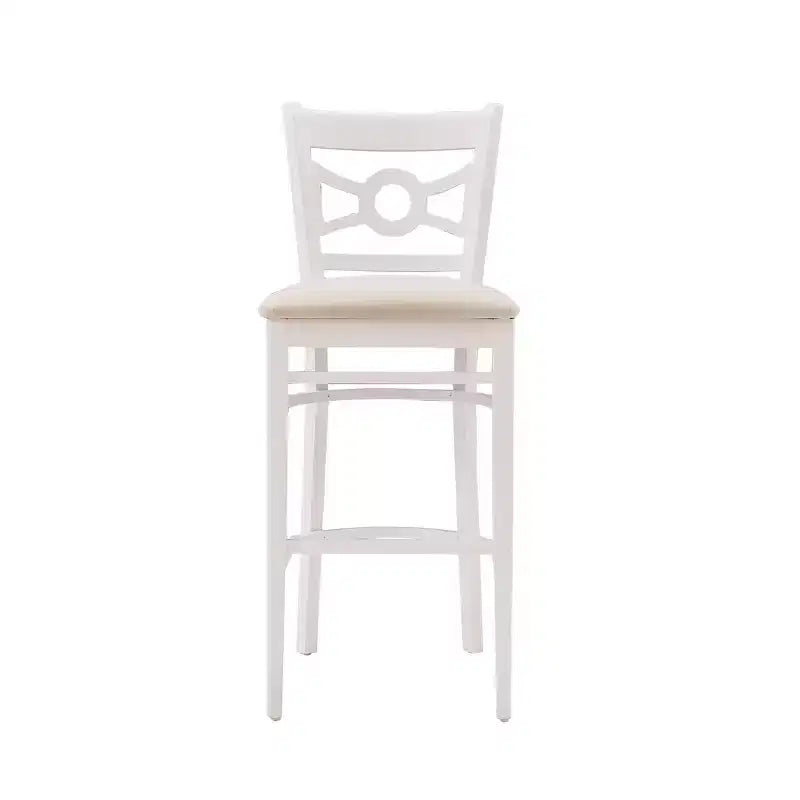Lot de 2 tabourets de bar rembourrés en ultra suède Teresa Blanc/Gris - Linon : Hêtre massif, 78,7 cm de hauteur