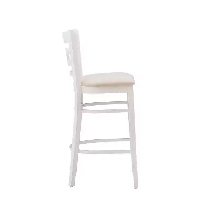 Lot de 2 tabourets de bar rembourrés en ultra suède Teresa Blanc/Gris - Linon : Hêtre massif, 78,7 cm de hauteur