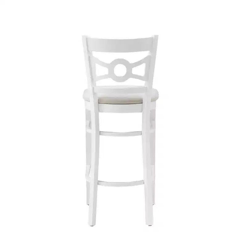 Lot de 2 tabourets de bar rembourrés en ultra suède Teresa Blanc/Gris - Linon : Hêtre massif, 78,7 cm de hauteur