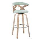 Lot de 2 tabourets de bar Gardenia Blanc délavé/Vert écume de mer : Hauteur fixe, siège pivotant rembourré - LumiSource