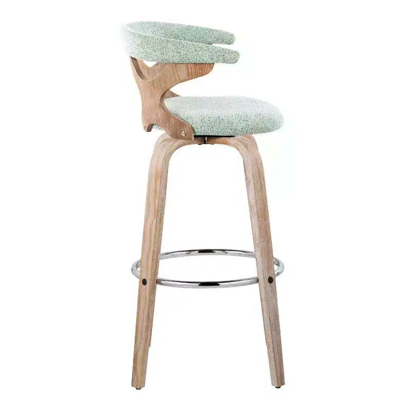 Lot de 2 tabourets de bar Gardenia Blanc délavé/Vert écume de mer : Hauteur fixe, siège pivotant rembourré - LumiSource