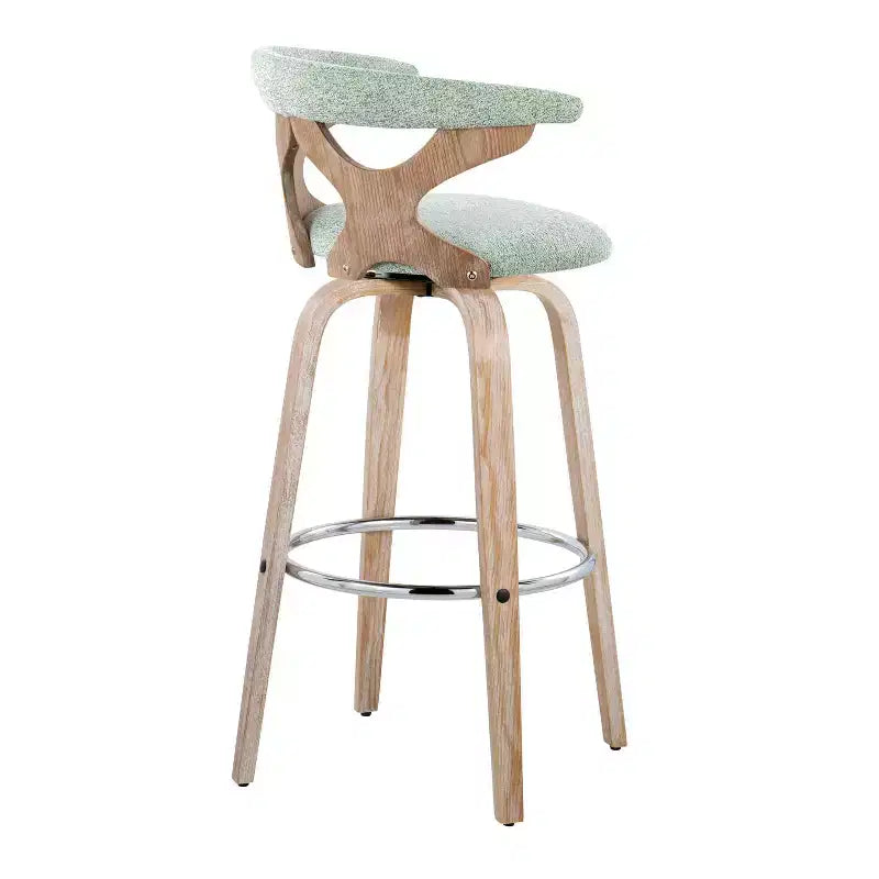 Lot de 2 tabourets de bar Gardenia Blanc délavé/Vert écume de mer : Hauteur fixe, siège pivotant rembourré - LumiSource