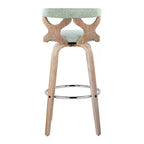Lot de 2 tabourets de bar Gardenia Blanc délavé/Vert écume de mer : Hauteur fixe, siège pivotant rembourré - LumiSource