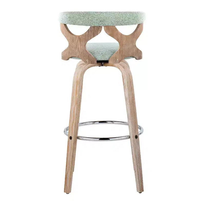 Lot de 2 tabourets de bar Gardenia Blanc délavé/Vert écume de mer : Hauteur fixe, siège pivotant rembourré - LumiSource