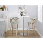 Lot de 2 tabourets de bar Gardenia Blanc délavé/Vert écume de mer : Hauteur fixe, siège pivotant rembourré - LumiSource