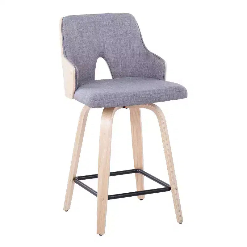 Lot de 2 tabourets de bar Stella à hauteur de comptoir : Assise pivotante, Rembourrés, Pieds en bois - LumiSource