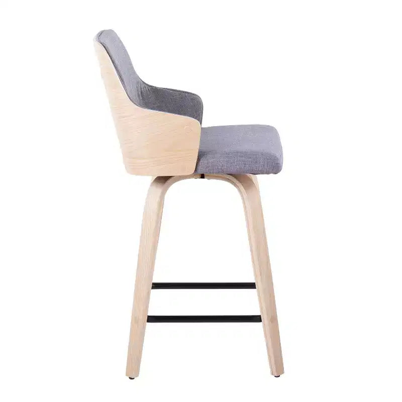 Lot de 2 tabourets de bar Stella à hauteur de comptoir : Assise pivotante, Rembourrés, Pieds en bois - LumiSource