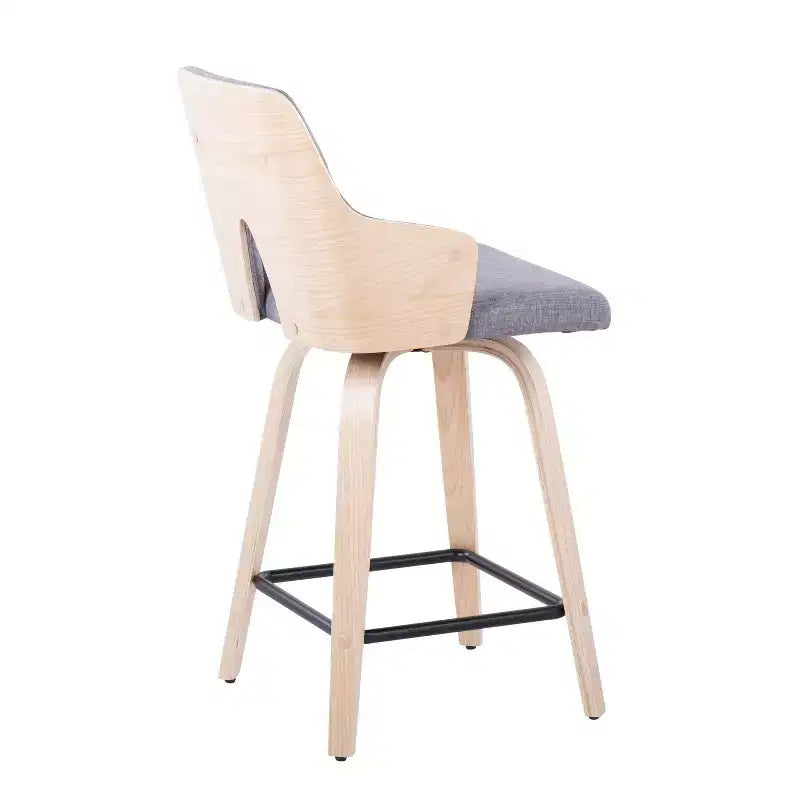 Lot de 2 tabourets de bar Stella à hauteur de comptoir : Assise pivotante, Rembourrés, Pieds en bois - LumiSource