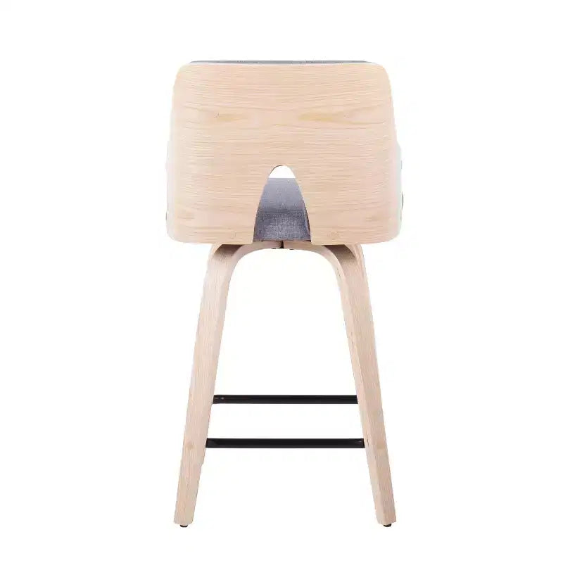 Lot de 2 tabourets de bar Stella à hauteur de comptoir : Assise pivotante, Rembourrés, Pieds en bois - LumiSource