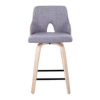 Lot de 2 tabourets de bar Stella à hauteur de comptoir : Assise pivotante, Rembourrés, Pieds en bois - LumiSource