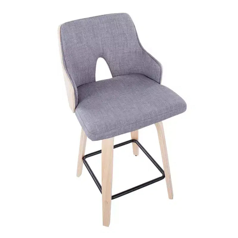 Lot de 2 tabourets de bar Stella à hauteur de comptoir : Assise pivotante, Rembourrés, Pieds en bois - LumiSource