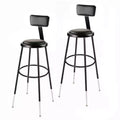 Set of 2 32"-39" Height Adjustable Heavy Duty Vinyl Padded Steel Accent Barstools with Backrest Black - Hampden Furnishings: Modern Design