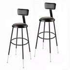 Set of 2 32"-39" Height Adjustable Heavy Duty Vinyl Padded Steel Accent Barstools with Backrest Black - Hampden Furnishings: Modern Design