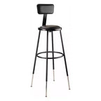 Lot de 2 tabourets de bar en acier rembourrés en vinyle robustes et réglables en hauteur de 32 à 39 po avec dossier noir - Hampden Furnishings : design moderne