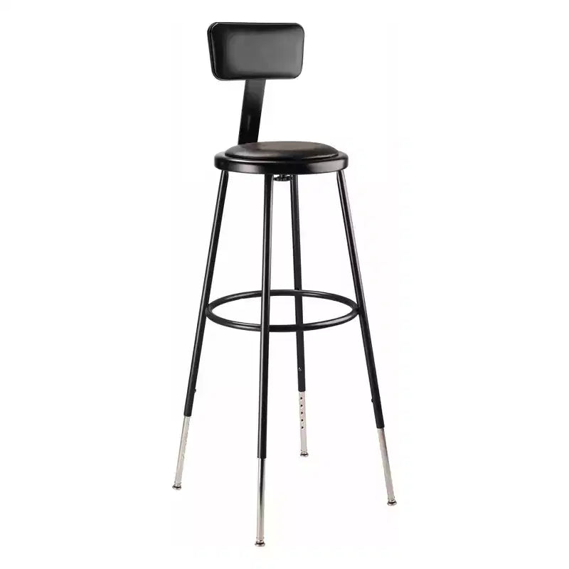 Lot de 2 tabourets de bar en acier rembourrés en vinyle robustes et réglables en hauteur de 32 à 39 po avec dossier noir - Hampden Furnishings : design moderne