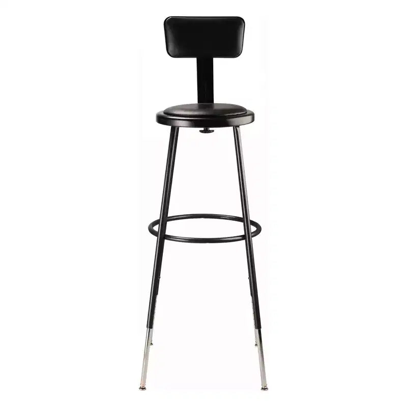 Lot de 2 tabourets de bar en acier rembourrés en vinyle robustes et réglables en hauteur de 32 à 39 po avec dossier noir - Hampden Furnishings : design moderne