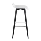 Lot de 2 tabourets de bar Ale en similicuir/acier noir/blanc – LumiSource : Rectangle rembourré, hauteur fixe, capacité 113 kg