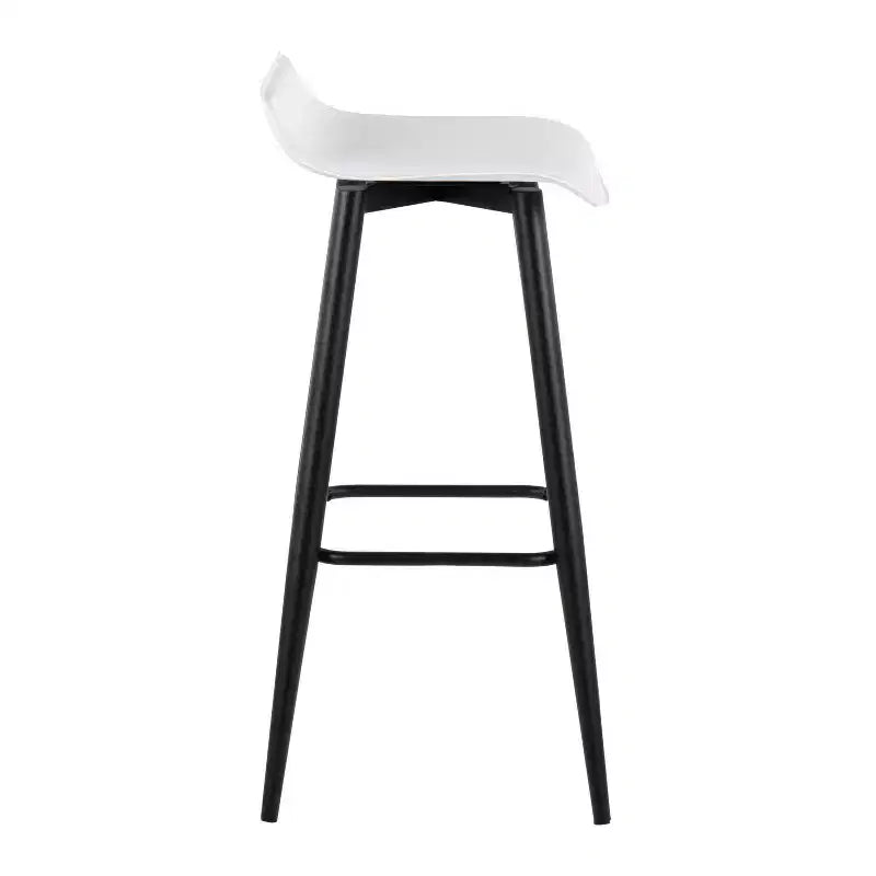 Lot de 2 tabourets de bar Ale en similicuir/acier noir/blanc – LumiSource : Rectangle rembourré, hauteur fixe, capacité 113 kg