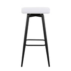 Lot de 2 tabourets de bar Ale en similicuir/acier noir/blanc – LumiSource : Rectangle rembourré, hauteur fixe, capacité 113 kg
